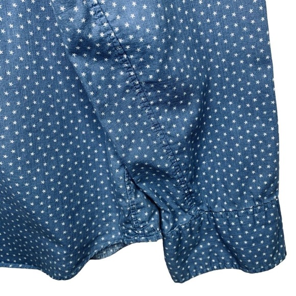 J Crew Slim Fit Blue Star Print Long Sleeve Button Down Shirt Mens Size Large - Picture 3 of 7